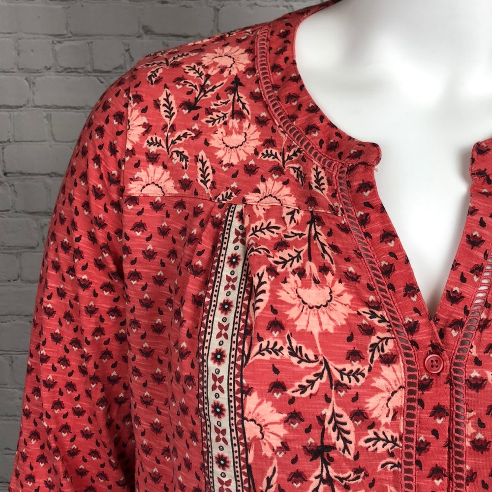 0X 1X Style & Co Pink Floral Splitneck Top Plus Sz - Picture 5 of 7
